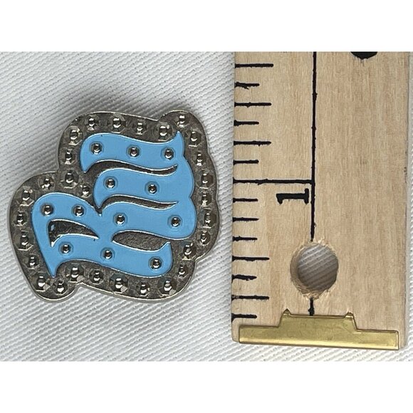 Vintage Enamel Pin “RU” Robin’s Egg Blue Silver Logo - Picture 4 of 4